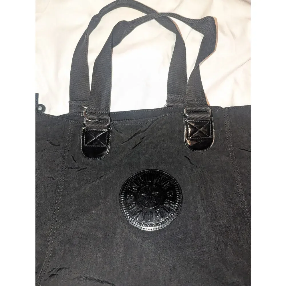Kipling Black Tote Bag Purse 18" x 12" - Picture 2 of 9